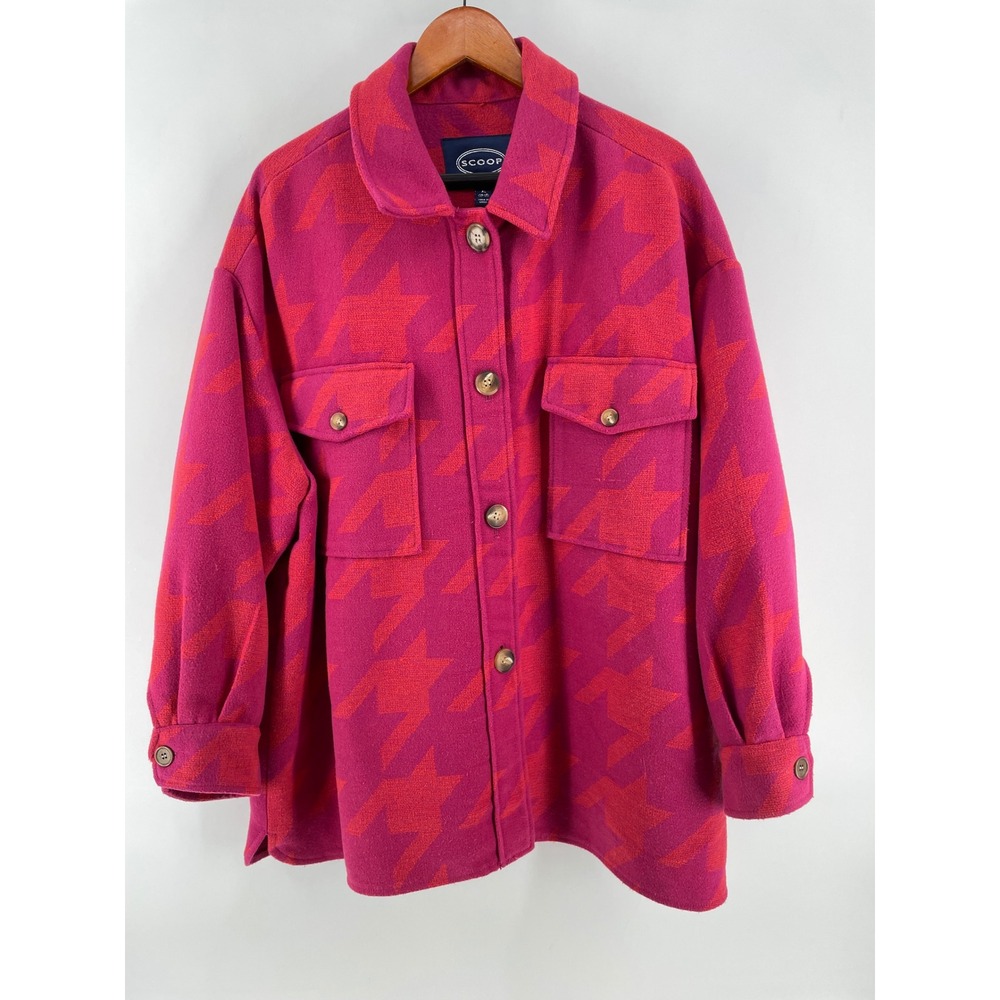 Scoop Wool‎ Blend Jacket Womens XL Pink Orange Wool Oversized Artsy Southwestern